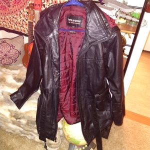 Wilsons Leather Jacket removable zipper hood sz LG
